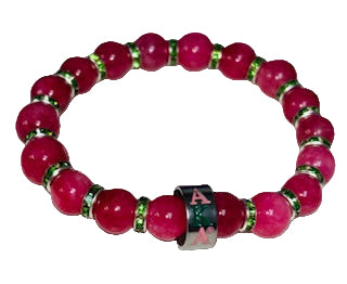 AKA Pink Stone Beaded Bracelet - Alpha Kappa Alpha