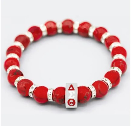 Delta Red Stone Beaded Bracelet - Delta Sigma Theta
