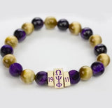 Omega Stone Beaded Purple & Gold Bracelet - Omega Psi Phi