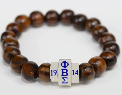 Sigma Natural Wood Bead Bracelet - Phi Beta Sigma