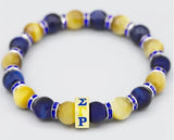 SGRho Blue & Gold Stone Beaded Bracelet - Sigma Gamma Rho