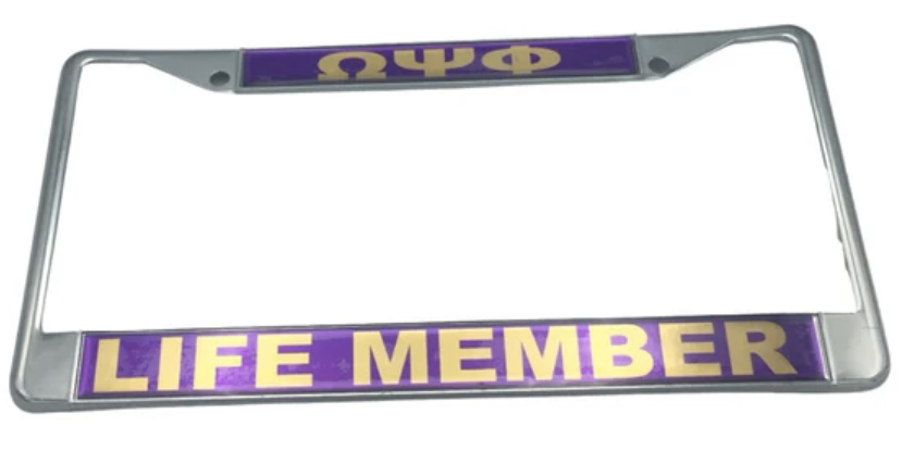 Omega Psi Phi Life Member License Plate Frame