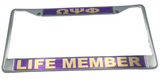 Omega Psi Phi Life Member License Plate Frame