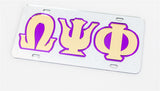 Omega Psi Phi Greek Letter Bolt Symbol License Plate