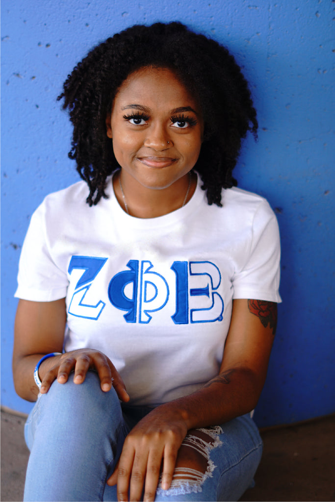 Zeta Phi Beta Color Block Greek Lettered T-Shirt